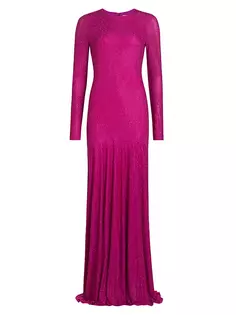 Платье с длинными рукавами и кристаллами Diana Ml Monique Lhuillier, цвет berry