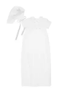 Трансформируемое крестильное платье для девочки, состоящее из трех частей: комбинезон и чепчик Kissy Kissy, белый