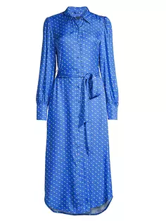 Платье-рубашка миди из шелкового твила Vineyard Vines, цвет splatter tide blue