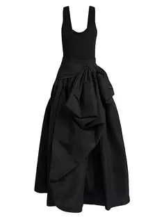 Платье из эластичного хлопка с завязками Alexander Mcqueen, черный