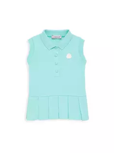 Теннисное платье-поло без рукавов для маленьких девочек и маленьких девочек Moncler, цвет aqua