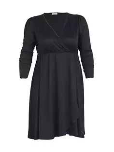 Платье Aster с искусственным запахом Kiyonna, черный