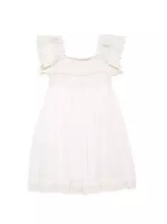 Платье Ольга со сборками и кружевной отделкой для маленьких девочек и девочек Sea, белый