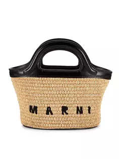 Плетеная сумка-тоут с логотипом Marni, черный