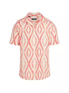 Рубашка приталенного кроя с волнистым принтом и короткими рукавами Saks Fifth Avenue, ярко-розовый