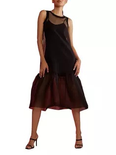 Прозрачное платье миди из органзы Cynthia Rowley, черный