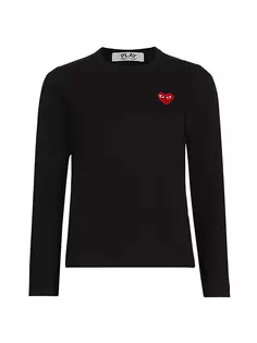 Хлопковая футболка с длинными рукавами и логотипом Heart Comme Des Garçons Play, черный