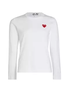 Хлопковая футболка с длинными рукавами и логотипом Heart Comme Des Garçons Play, белый