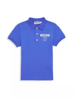 Рубашка-поло с рисунком смайлика Milano для маленьких мальчиков и мальчиков Moschino, синий