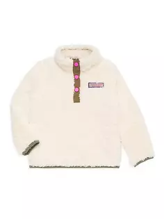 Плюшевый свитер с логотипом для маленьких девочек и девочек Vineyard Vines, цвет pina colada