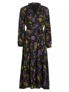 Многоярусное крестьянское платье макси Sienna с цветочным принтом Elie Tahari, цвет faro print