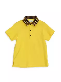 Хлопковая рубашка-поло для маленьких мальчиков и мальчиков Fendi, желтый