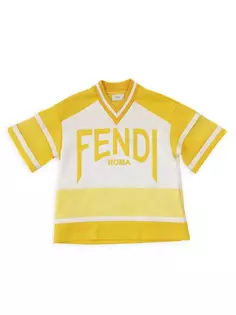 Футболка Little Boy&apos;s &amp; Boy&apos;s с логотипом и V-образным вырезом Fendi, желтый
