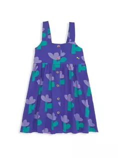 Платье на пуговицах спереди с морским цветком для маленьких девочек и девочек Bobo Choses, синий