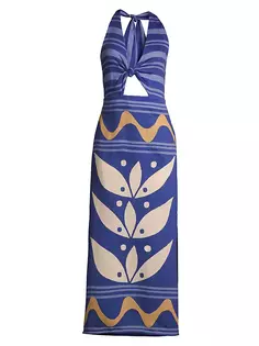 Хлопковое платье миди с принтом Sonne Eli Cala De La Cruz, цвет lotus azul