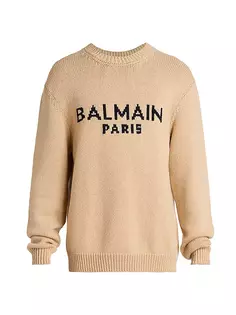 Свитер из смесовой шерсти с логотипом Balmain, черный