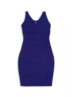 Платье эластичной вязки для девочек с V-образным вырезом Katiej Nyc, темно-синий