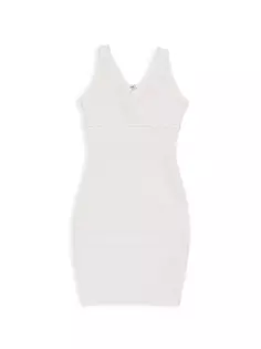Платье эластичной вязки для девочек с V-образным вырезом Katiej Nyc, белый
