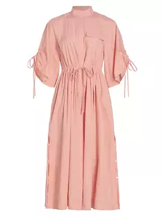 Платье миди на кулиске Yana из хлопкового поплина Hevron, пастельно-розовый