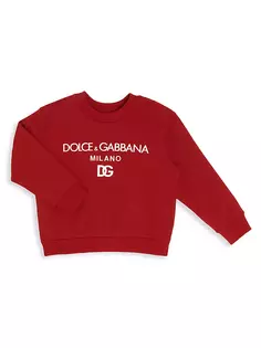 Свитер с круглым вырезом с логотипом Little Kid&apos;s &amp; Kid&apos;s Dolce&amp;Gabbana, красный