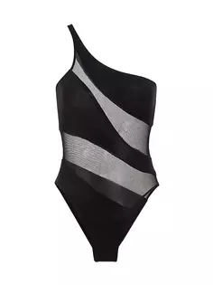 Цельный купальник из сетки на одно плечо Mio Norma Kamali, цвет black mesh
