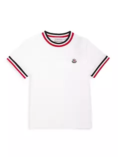 Хлопковая футболка Little Boy&apos;s &amp; Boy&apos;s с логотипом Ringer Moncler, белый