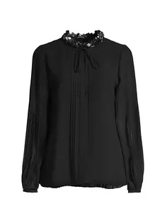 Блуза из креп-шифона с украшением Dakota Ungaro, черный