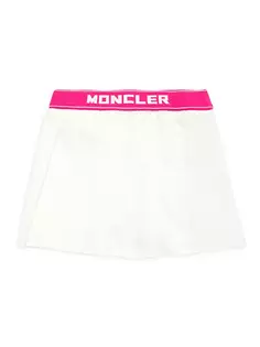 Плиссированная юбка с логотипом для маленьких девочек и девочек Moncler, белый