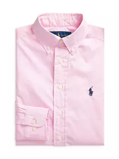 Классическая рубашка с длинными рукавами и принтом в мелкую клетку для маленьких мальчиков и мальчиков Polo Ralph Lauren, мультиколор