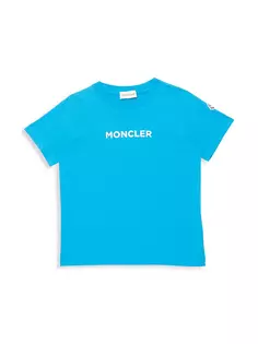 Хлопковая футболка с логотипом Little Kid&apos;s &amp; Kid&apos;s Moncler, синий