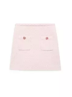 Трикотажная мини-юбка для маленьких девочек и девочек Self-Portrait, розовый