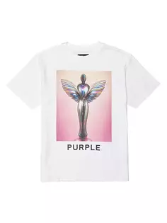 Хлопковая футболка с круглым вырезом и графическим логотипом Purple Brand, цвет off white