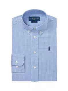 Классическая рубашка из ткани с пуговицами спереди для маленьких мальчиков и мальчиков Polo Ralph Lauren, синий