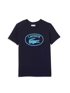 Футболка из хлопкового джерси для маленьких мальчиков и мальчиков Lacoste, темно-синий