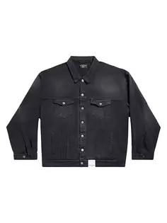 Джинсовая куртка с наклейками размера Balenciaga, черный