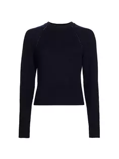 Кашемировый укороченный свитер с круглым вырезом Fabiana Filippi, цвет blue notte