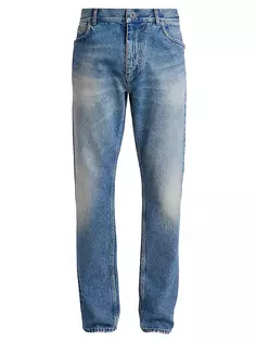 Выцветшие джинсы с пятью карманами Balmain, синий