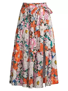 Многоярусная хлопковая юбка-миди Jenni с цветочным принтом Change Of Scenery, цвет tropical garden
