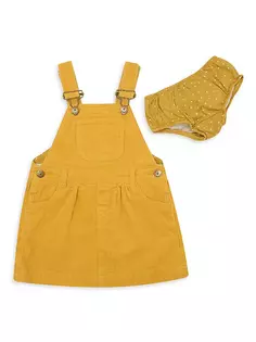 Массивное вельветовое платье для малышей, маленьких девочек и девочек Dotty Dungarees, желтый