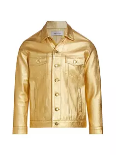 Кожаная куртка дальнобойщика с эффектом металлик Ernest W. Baker, золото