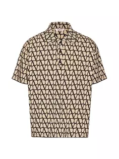 Хлопковая рубашка-поло с принтом Toile Iconograph Valentino Garavani, черный