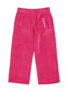 Велюровые спортивные брюки с логотипом для маленьких девочек и девочек Khrisjoy, цвет vibrant pink