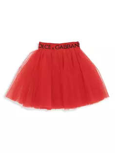 Тюлевая юбка с эластичным поясом и логотипом для маленьких девочек и девочек Dolce&amp;Gabbana, красный