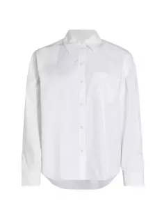 Хлопковая рубашка свободного кроя с высоким и низким вырезом Derek Lam 10 Crosby, белый