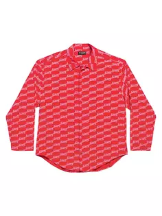 Рубашка минималистичного дизайна с монограммой BB Balenciaga, красный