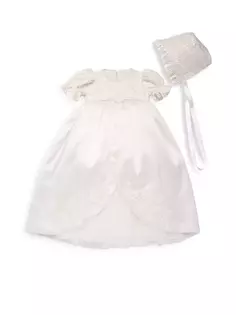 Платье для крещения из шелковой органзы с вышивкой для девочки Macis Design, слоновая кость