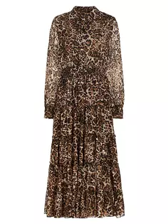 Многоярусное платье миди Женева Elie Tahari, цвет cheetah burnout