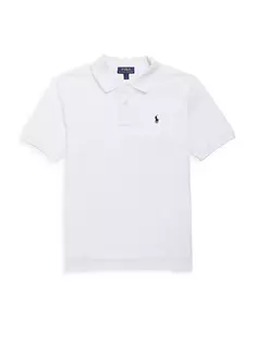 Классическая трикотажная футболка-поло в сетку для маленьких мальчиков и мальчиков Polo Ralph Lauren, белый