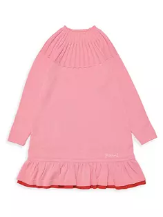 Платье из смесовой шерсти с оборками для маленьких девочек и девочек Marni, цвет begonia pink