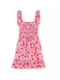 Платье с присборенной розой для маленьких девочек и девочек Rock Rose Vineyard Vines, цвет rose